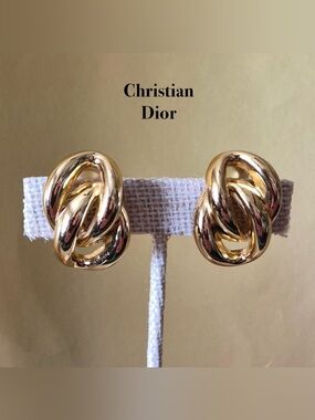 Celine Gold Interlocking Knot Clip-On Earrings